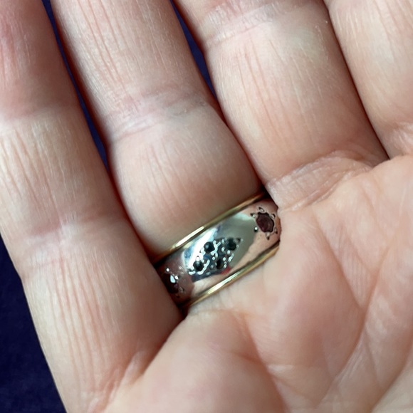 Silver Ring with 18K Gold, Rubies and Sapphires. - Picture 3 of 3